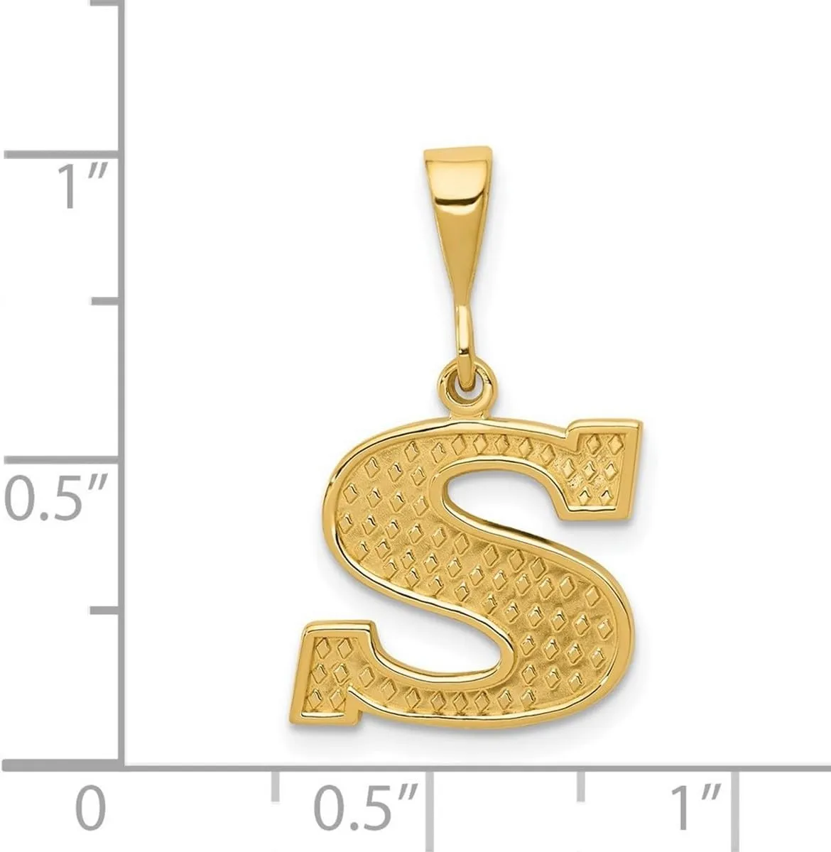 14k Yellow Gold Solid Polished Textured back Initial Charm - Measures 25.8x15.8mm - Initial Options: A B C D E F G H I J K L M N O P R S T V W