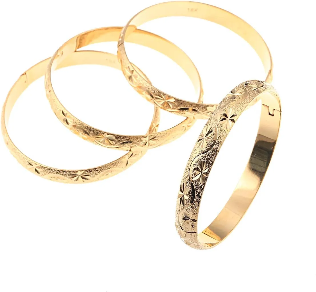 4pcs Ethiopian Jewelry Bangles Dubai Gold Bangles for African Bangles Bracelets for Women