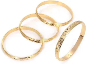 4pcs Ethiopian Jewelry Gold Color Bangles Dubai Gold Bangles for African Bangles Bracelets