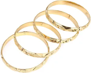 4pcs Ethiopian Jewelry Gold Color Bangles Dubai Gold Bangles for African Bangles Bracelets