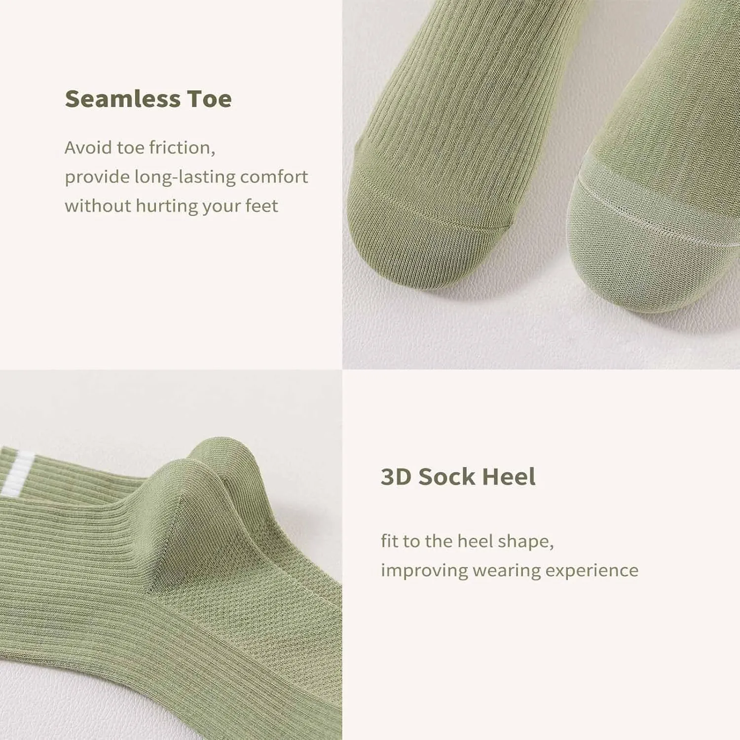 5 Pairs Solid Color Two Stripe Crew Socks Casual Athletic Socks for women Girls