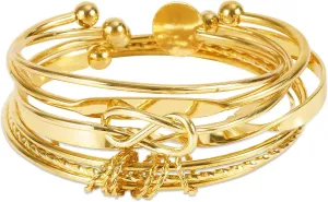 5pcs Gold Bangle Bracelets for Women, Bangle Cuff Bracelet Trendy Knot Bangle Bracelet Stackable Gold Bangle for Women Jewelry Gifts