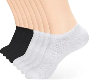 8 Pairs Ankle Socks Women's and Men Thin Cotton Low Cut No Show Athletic Running Socks