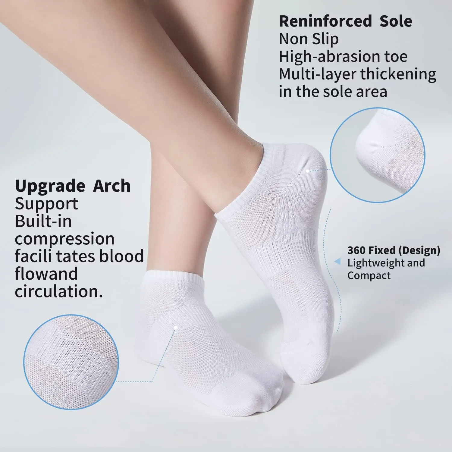 8 Pairs Ankle Socks Women's and Men Thin Cotton Low Cut No Show Athletic Running Socks