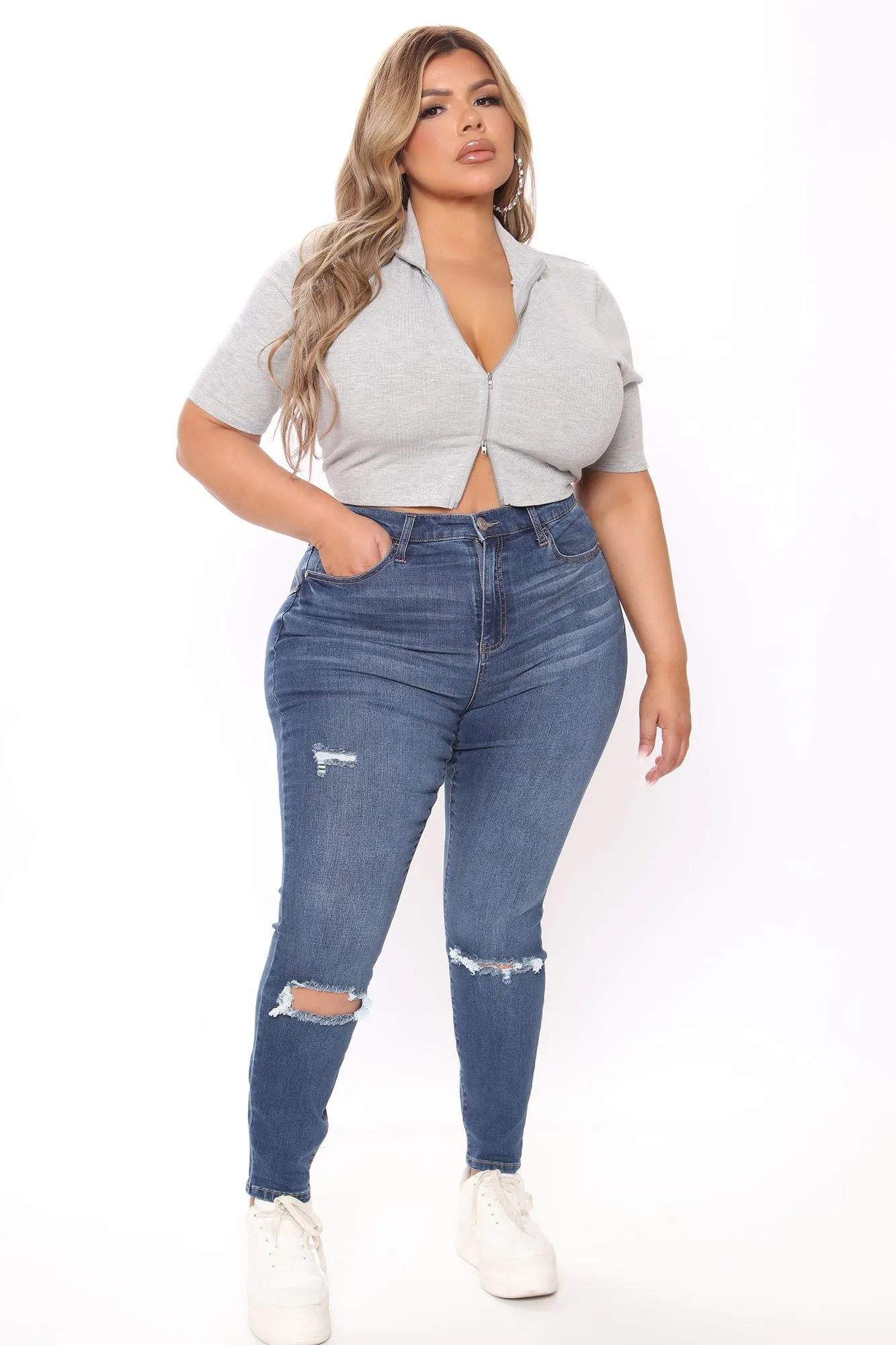 Abi Sculpting Ankle Jeans - Medium Blue Wash