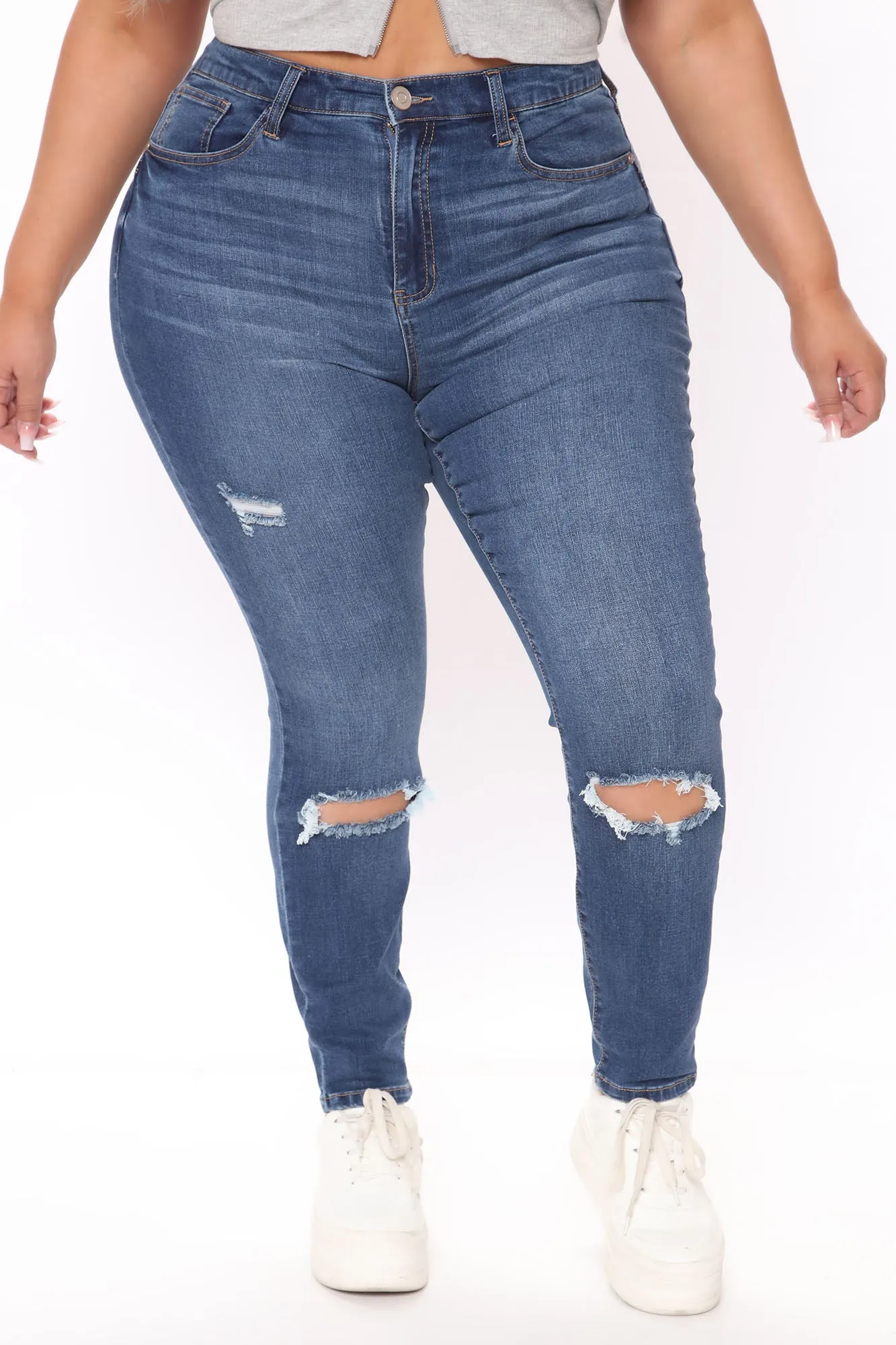 Abi Sculpting Ankle Jeans - Medium Blue Wash