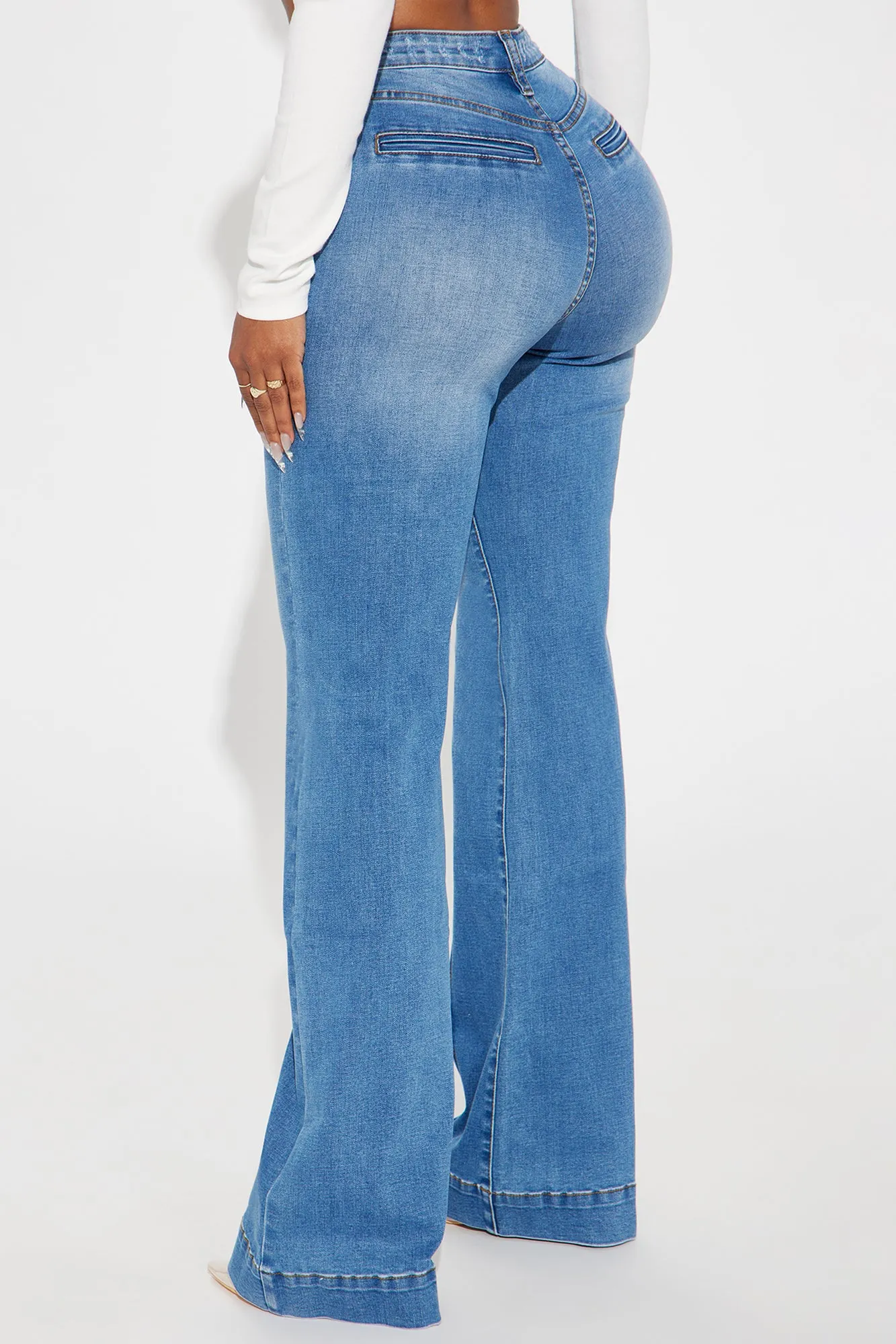 About Business Stretch Flare Trouser Jeans - Medium Wash