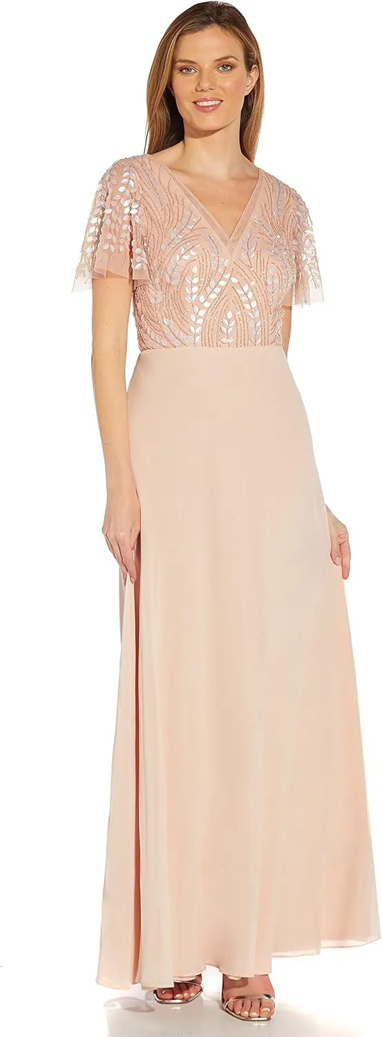 Adrianna Papell Women's Beaded Chiffon Gown