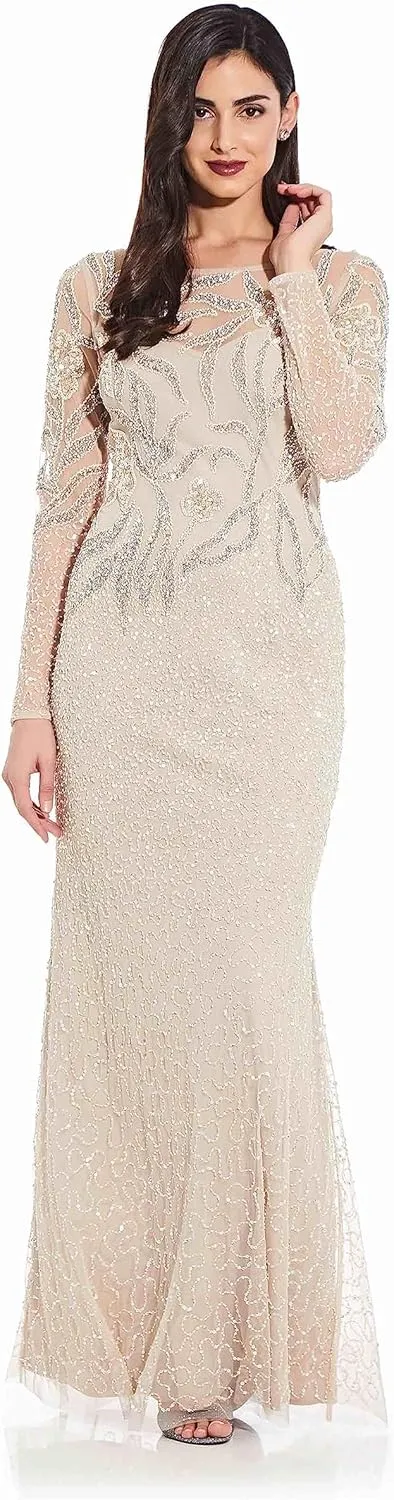 Adrianna Papell Women's Beaded Long Dress