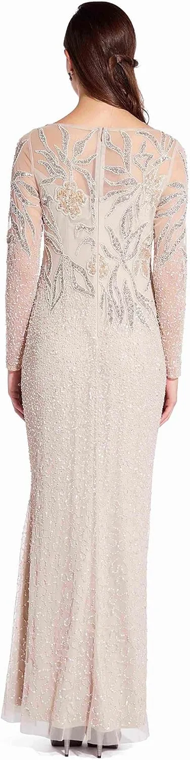 Adrianna Papell Women's Beaded Long Dress