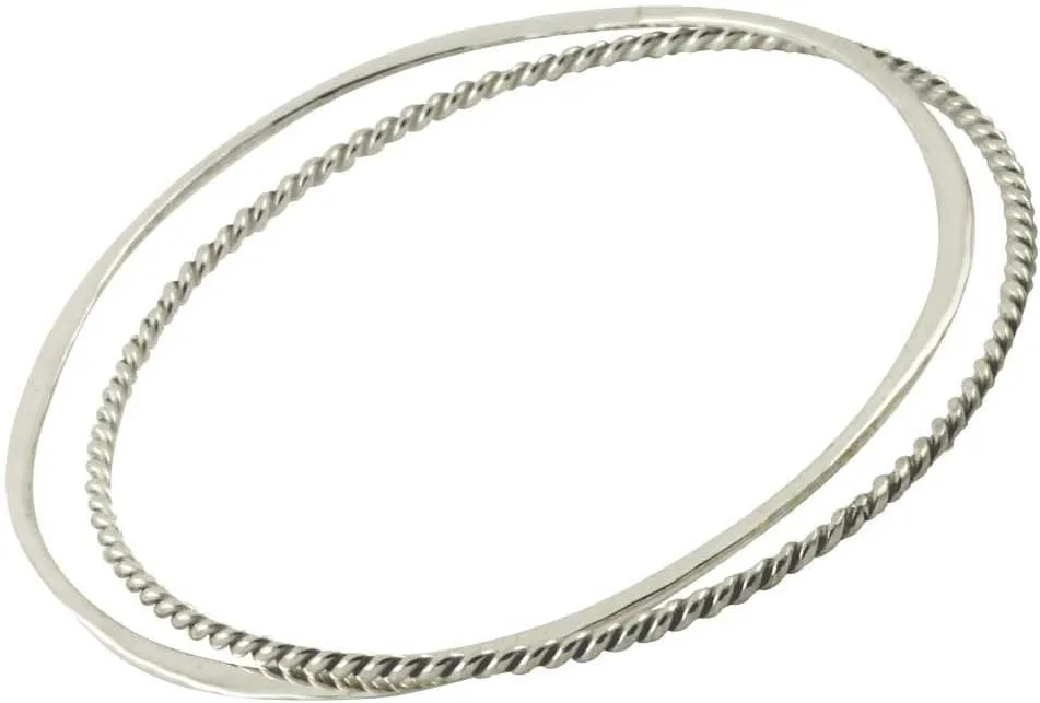 apop nyc 925 Sterling Silver Bangle Bracelet - Set of 2