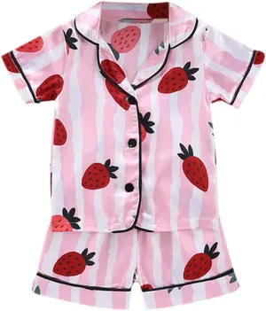 Baby Girl Pajamas 6 Months Baby Boy Girl Clothes Cartoon Bear Button Down Short Sleeve 2PCS Nightgowns Girls