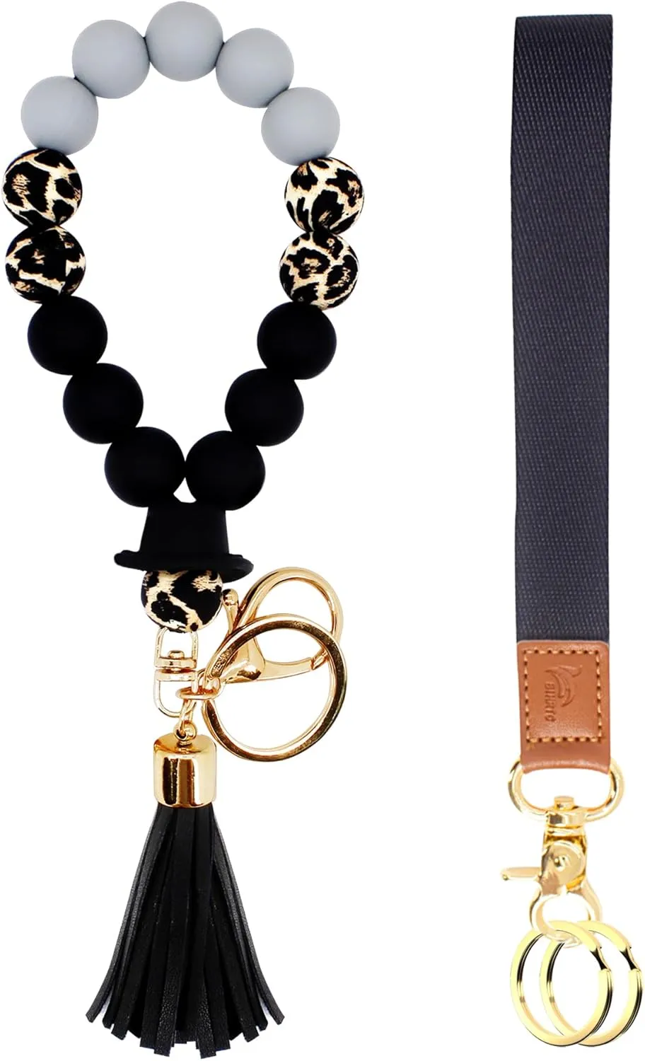BIHRTC Silicone Beaded Bracelet Wristlet Keychain with Wrist Strap Key Chains for Women Girl Car Keys Bangle Chain