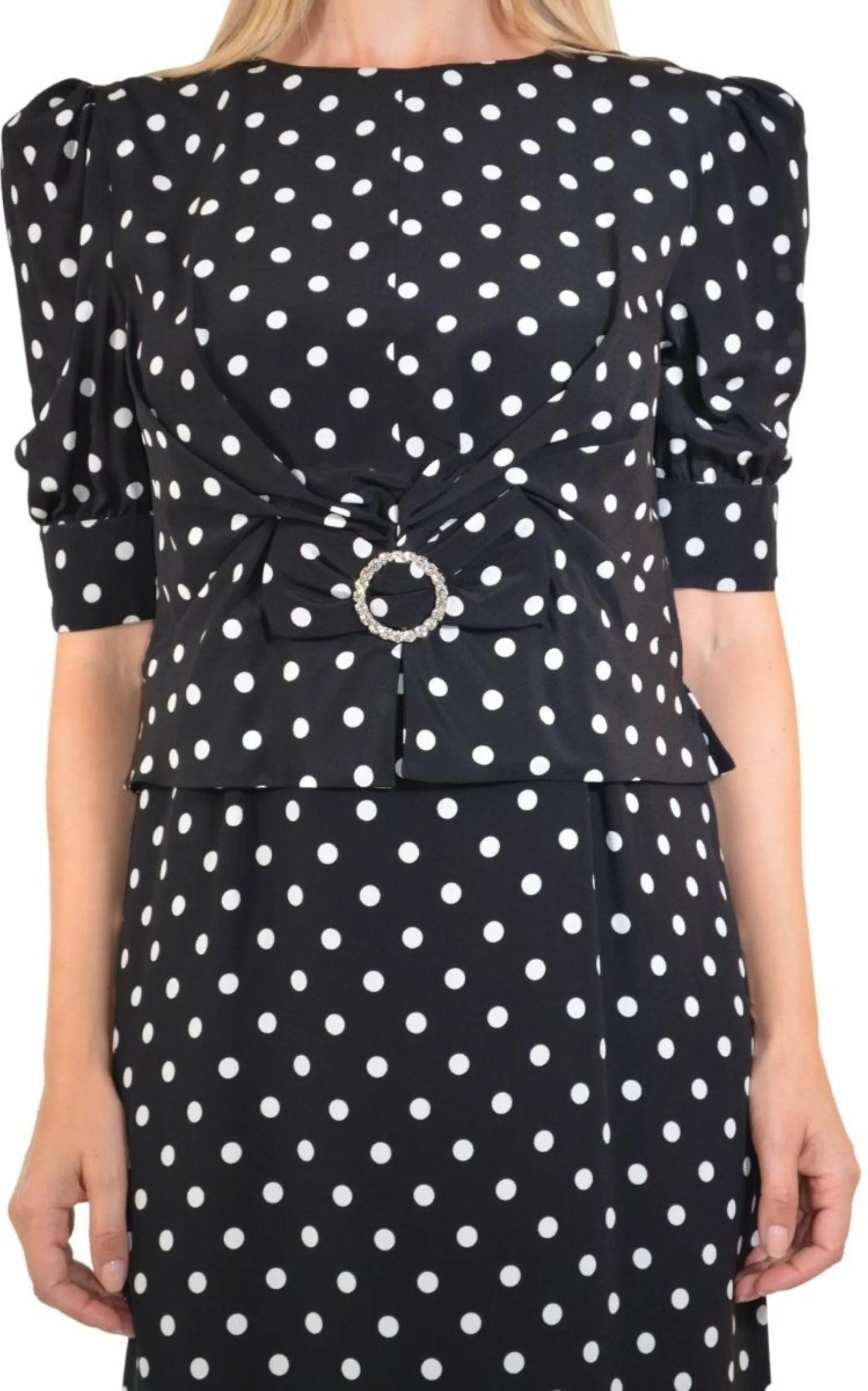 Black Polka Dot Fitted Silk Dress