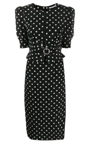 Black Polka Dot Fitted Silk Dress
