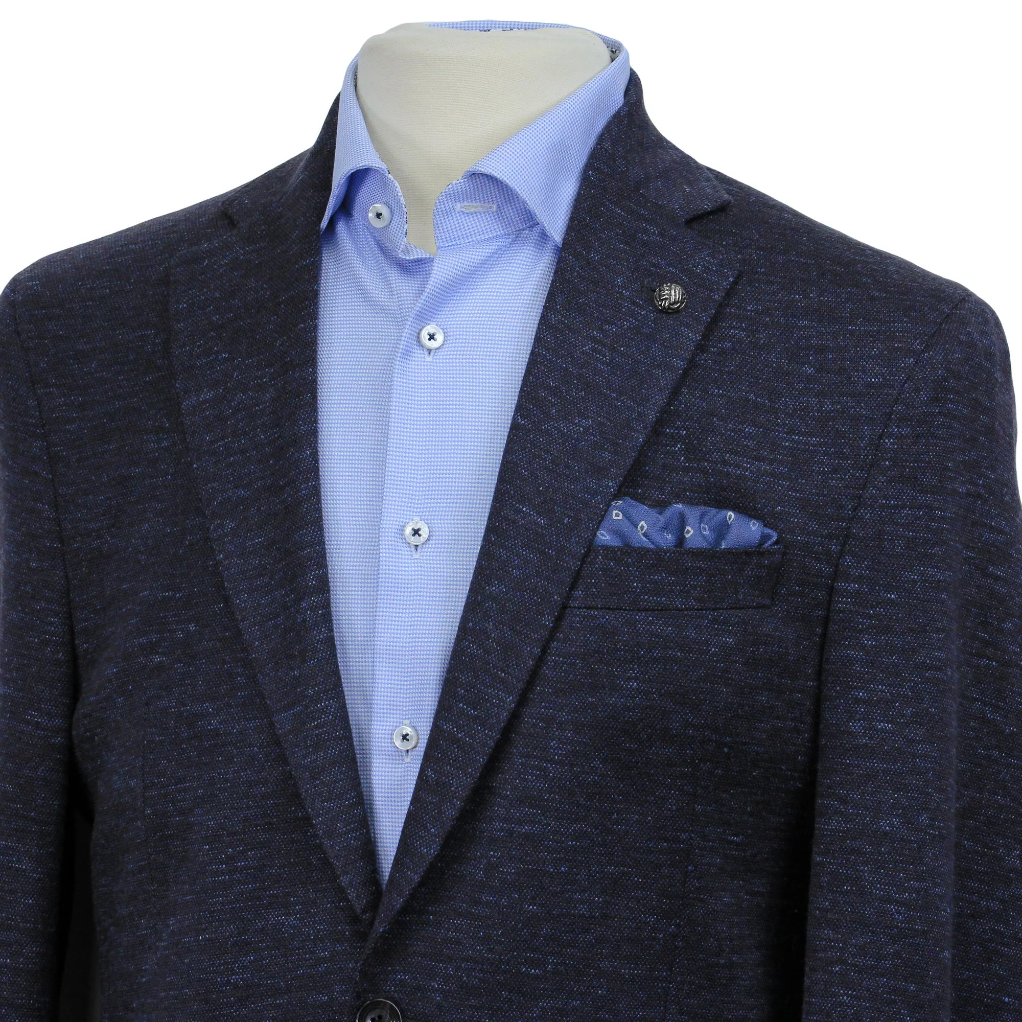 Blue Mélange Wool & Silk Hartford Contemporary Fit Sport Coat - Jack Victor