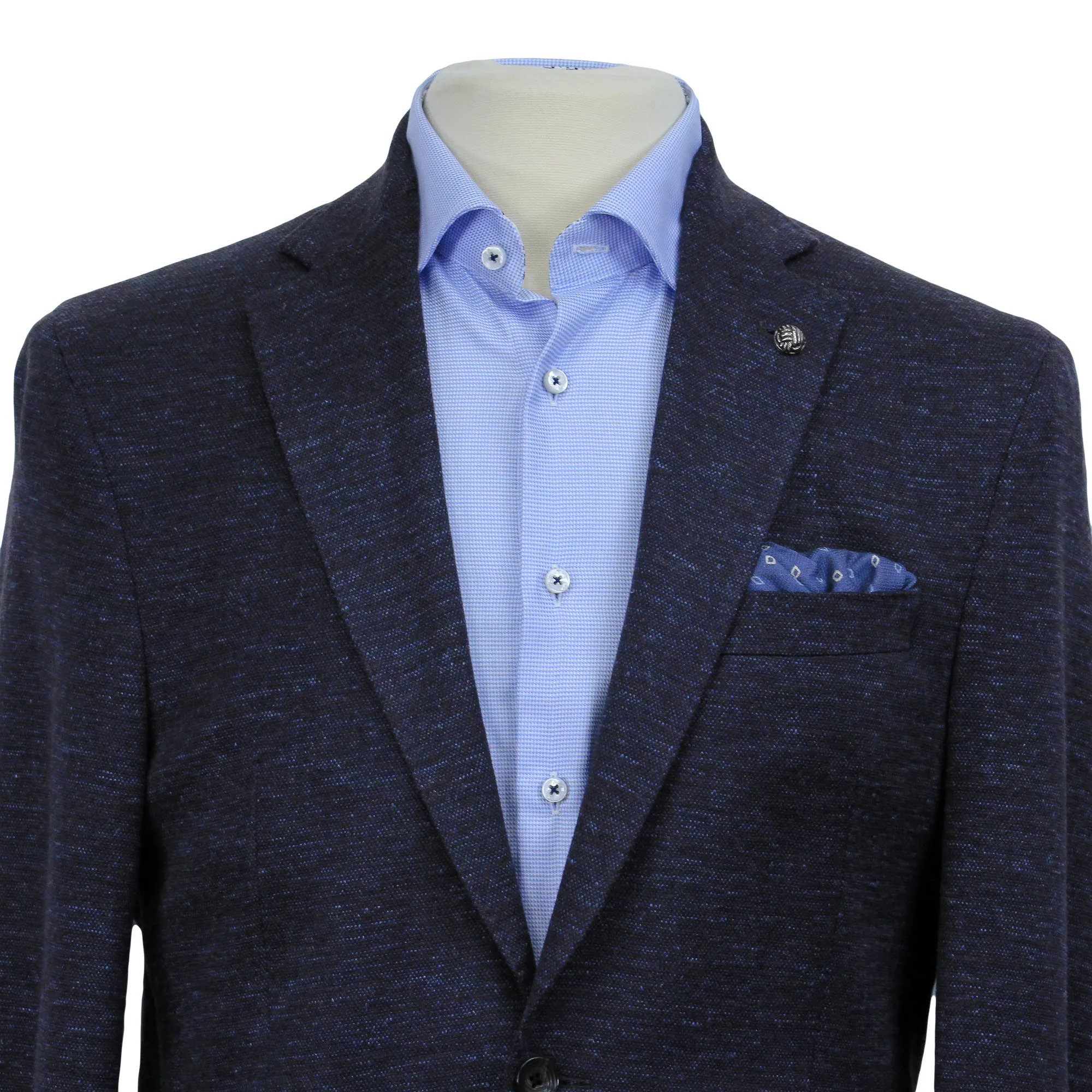 Blue Mélange Wool & Silk Hartford Contemporary Fit Sport Coat - Jack Victor