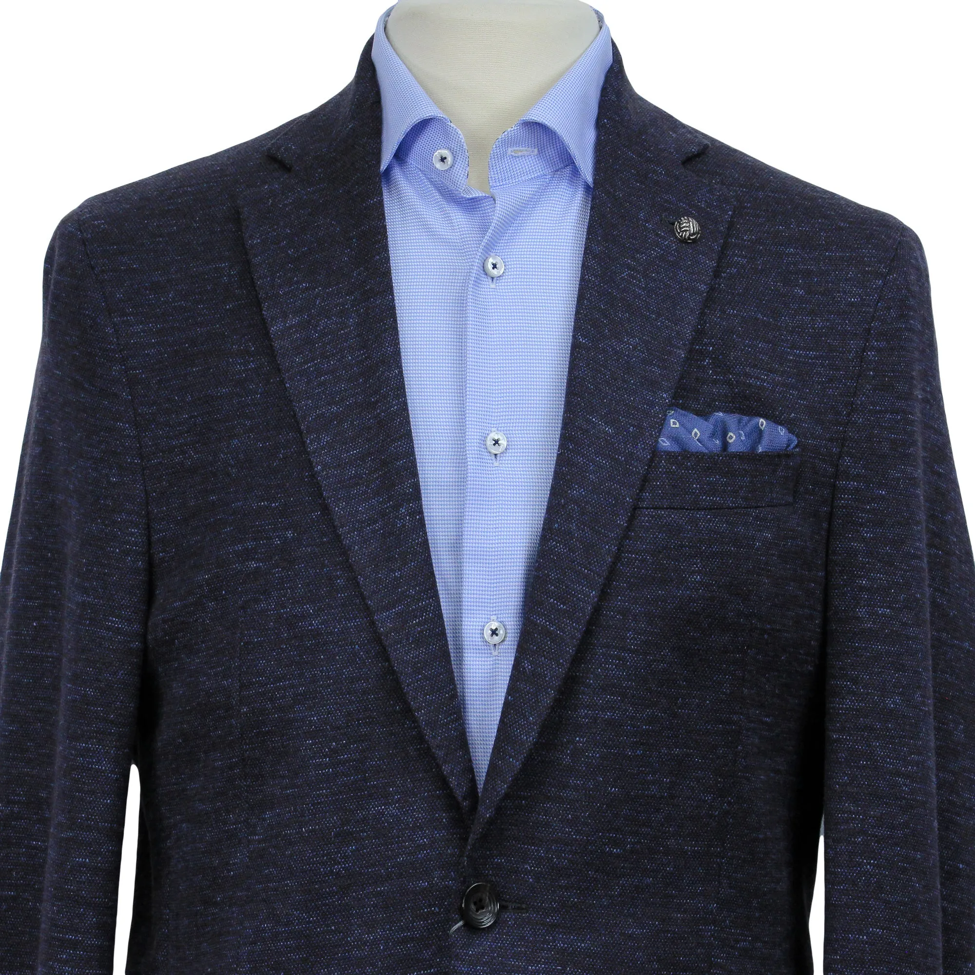 Blue Mélange Wool & Silk Hartford Contemporary Fit Sport Coat - Jack Victor