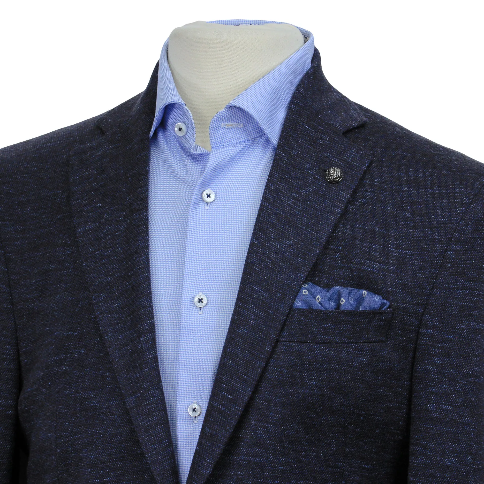 Blue Mélange Wool & Silk Hartford Contemporary Fit Sport Coat - Jack Victor