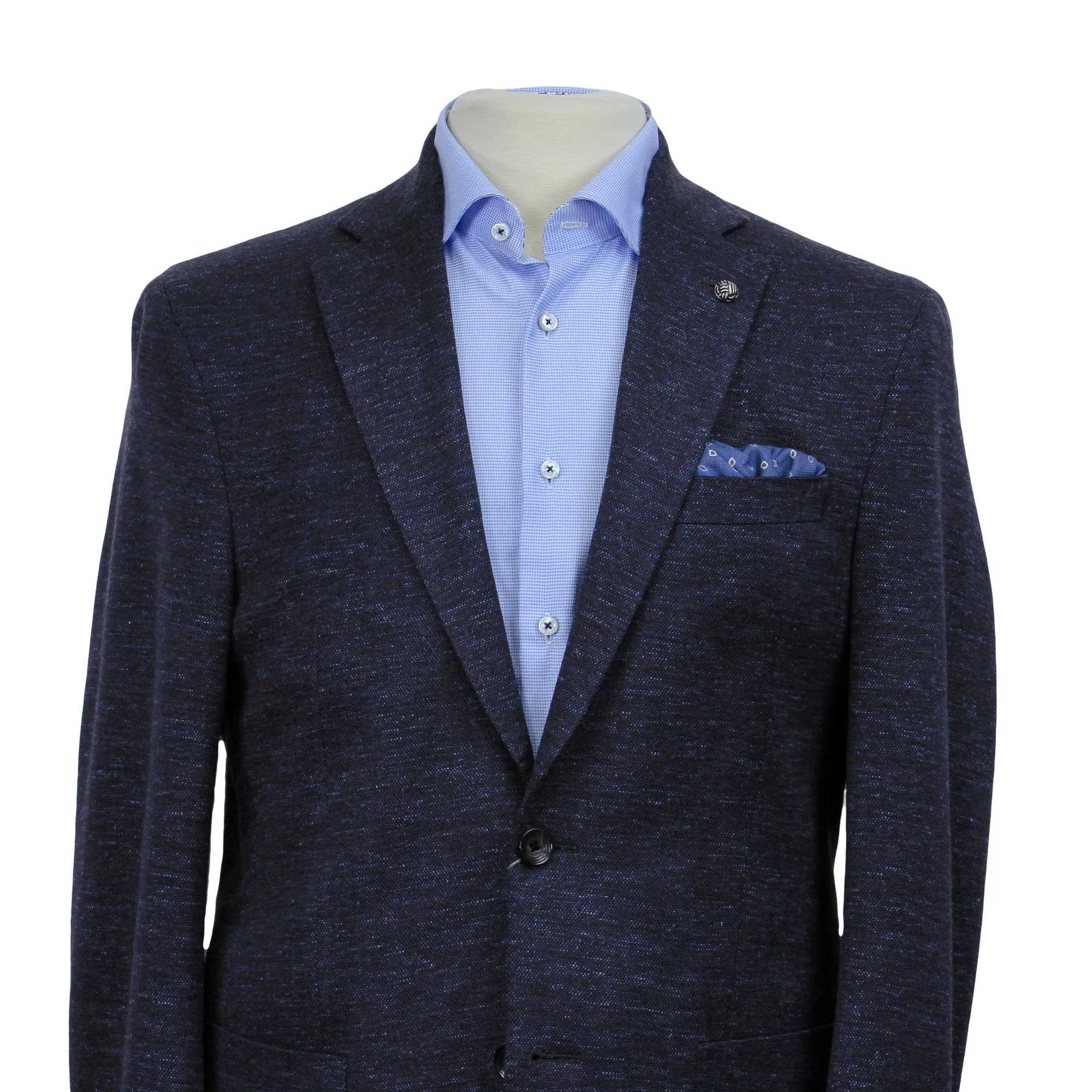 Blue Mélange Wool & Silk Hartford Contemporary Fit Sport Coat - Jack Victor