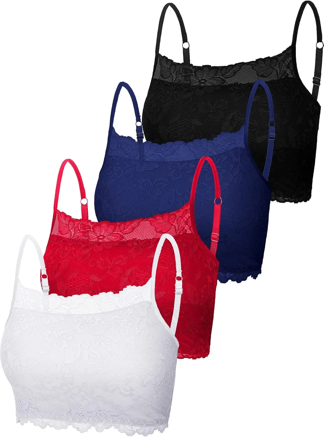 Boao 4 Pieces Women's Lace Camisole Stretch Half Cami Breathable Bra Comfort Lace Bralette Top for Lady Girls
