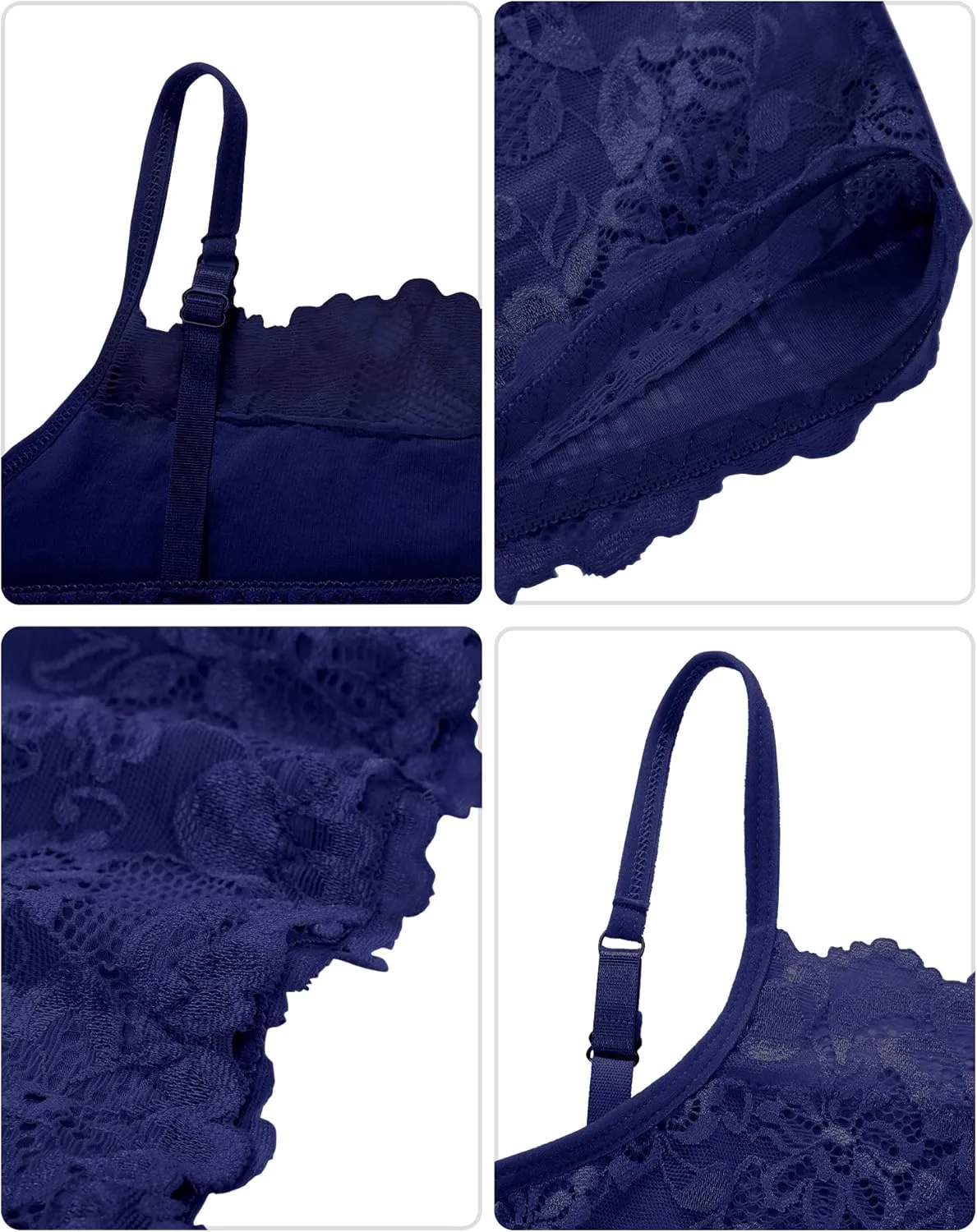 Boao 4 Pieces Women's Lace Camisole Stretch Half Cami Breathable Bra Comfort Lace Bralette Top for Lady Girls