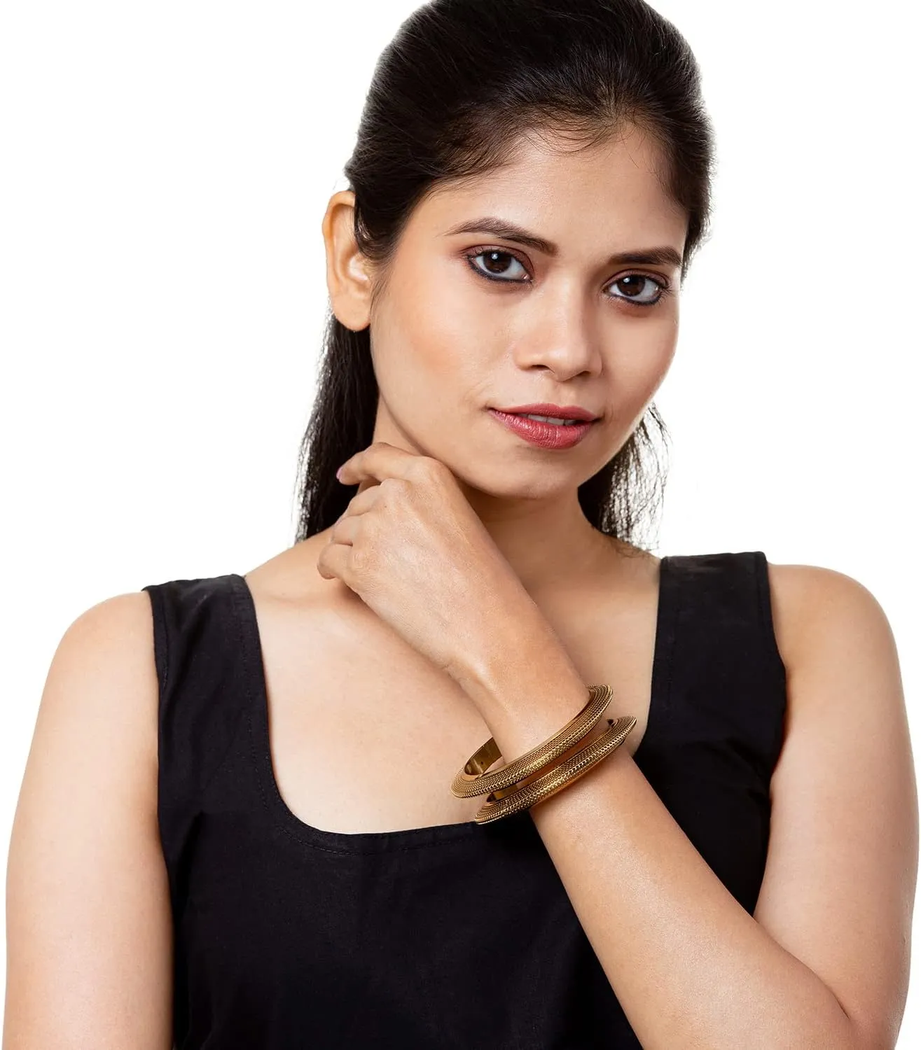 Bodha Indian Casual & Western Style Metal Fashionable Antique Gold Bangles forand Women (Pack of 2) (SJ_3456_AG)