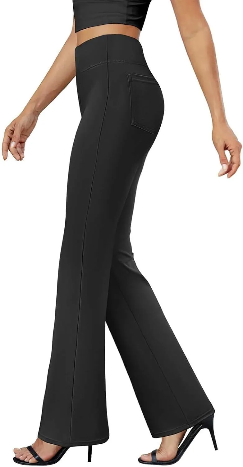 Bootcut Dress Pants Women Stretchy High Waisted Comfy Work Pants Slacks Business Casual Trousers Pants with Pockets