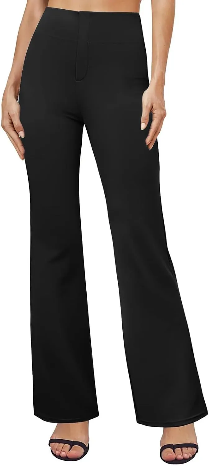 Bootcut Dress Pants Women Stretchy High Waisted Comfy Work Pants Slacks Business Casual Trousers Pants with Pockets