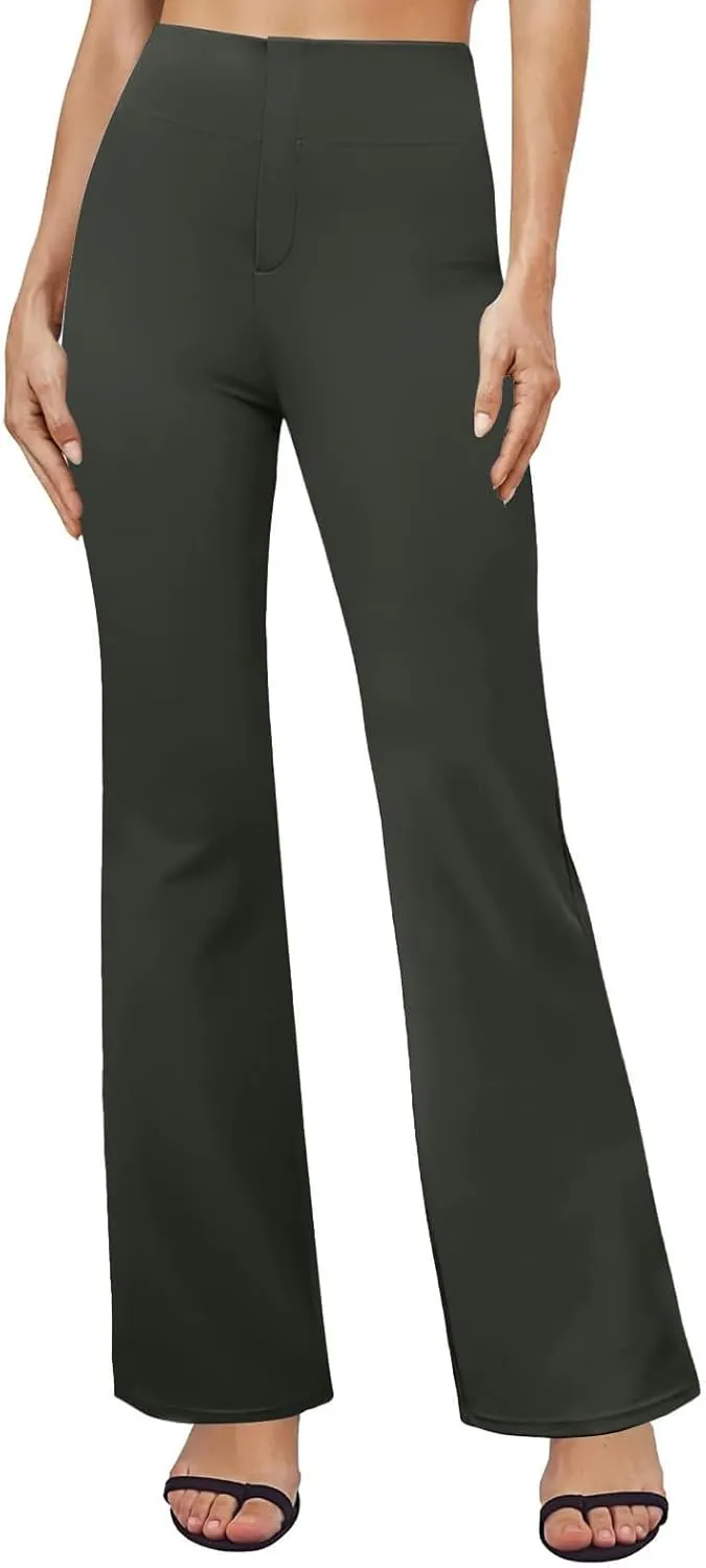 Bootcut Dress Pants Women Stretchy High Waisted Comfy Work Pants Slacks Business Casual Trousers Pants with Pockets