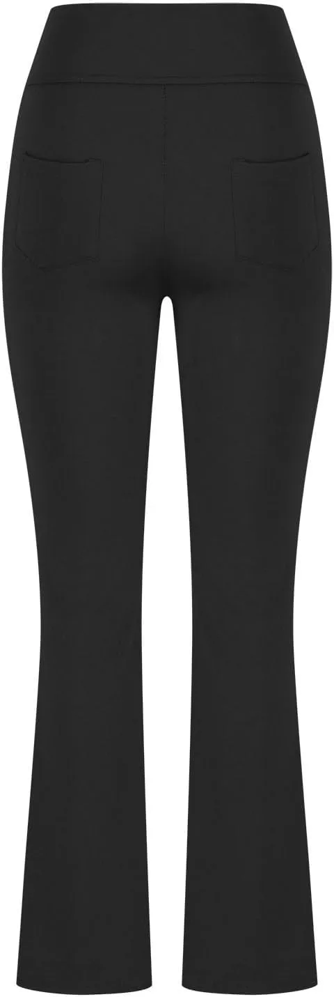 Bootcut Yoga Pants for Women Casual Work Flare Trousers Solid Color Pant Bootleg Trouser High Waist