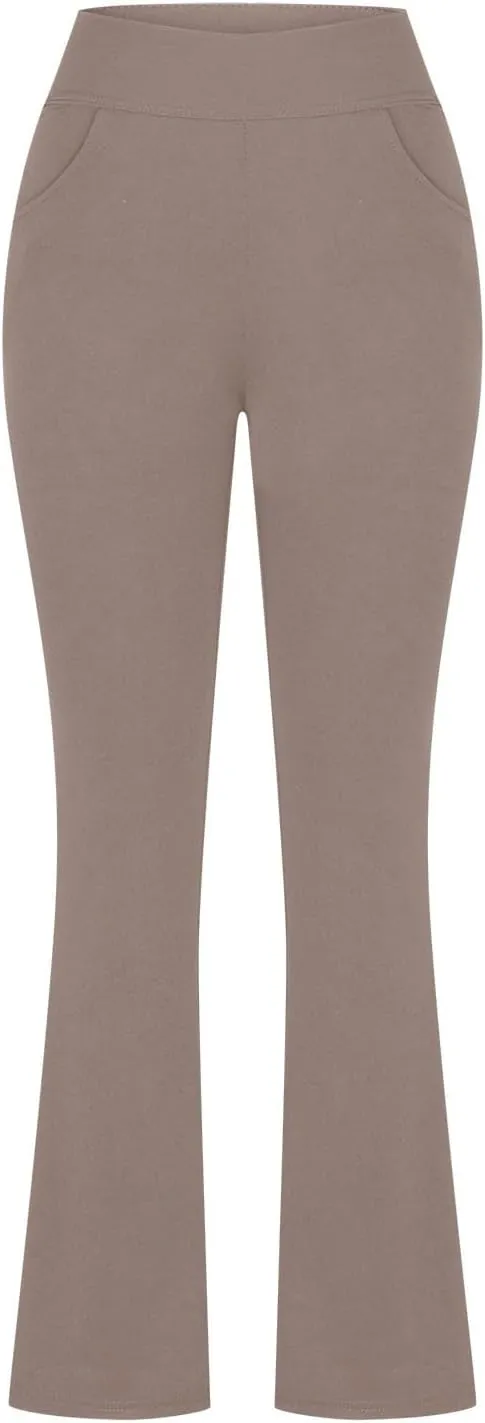 Bootcut Yoga Pants for Women Casual Work Flare Trousers Solid Color Pant Bootleg Trouser High Waist