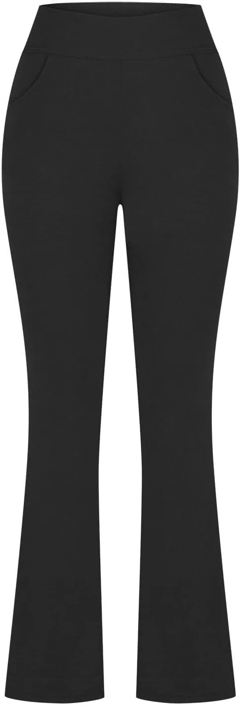 Bootcut Yoga Pants for Women Casual Work Flare Trousers Solid Color Pant Bootleg Trouser High Waist