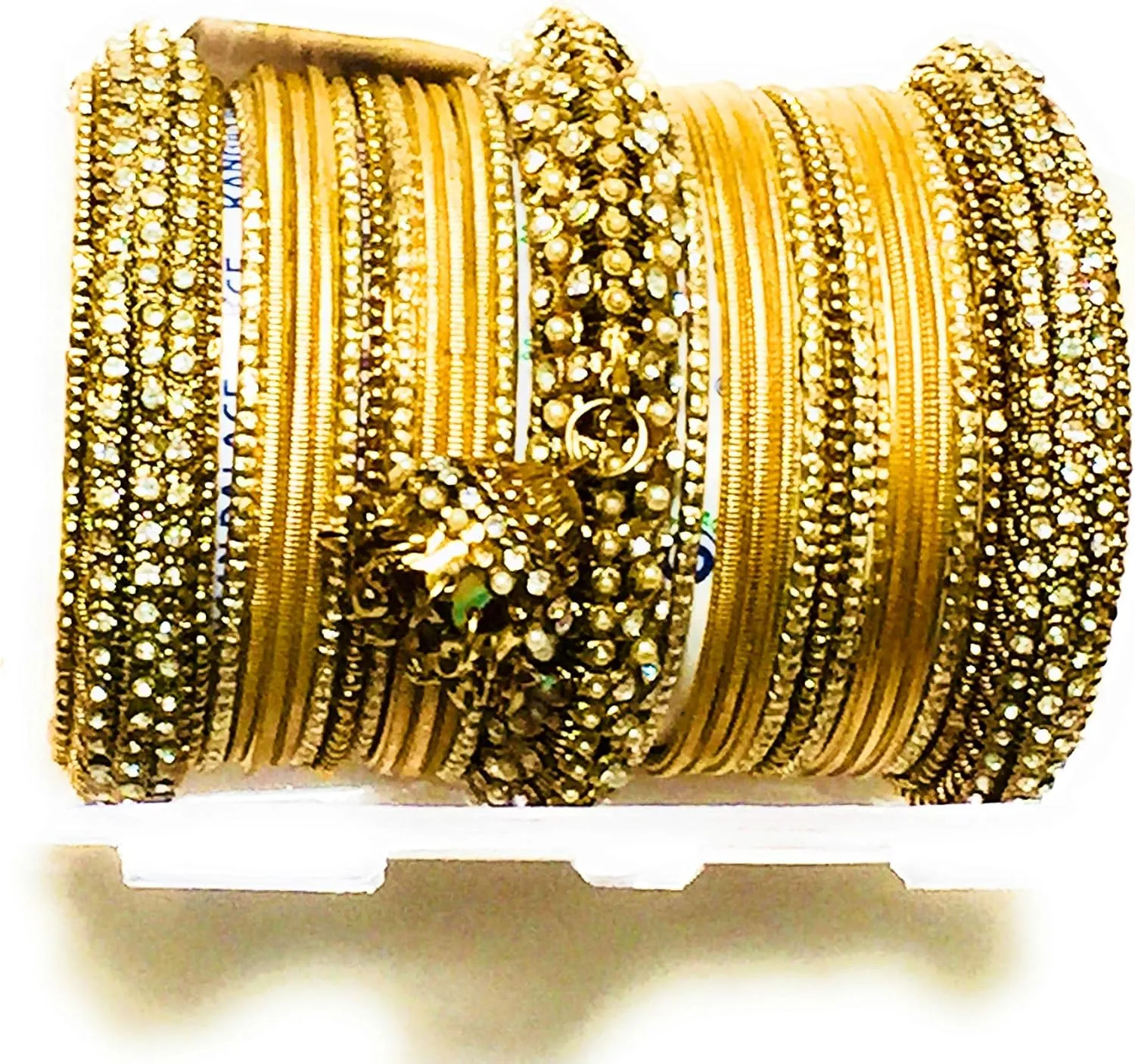 Bridal Bangles Wedding Sangeet 1 Set Buy 2 for Both Hands in This Style Approx 24 Bangles Couture Designer Size 2.10,Gold, Made with Swarovski Stones