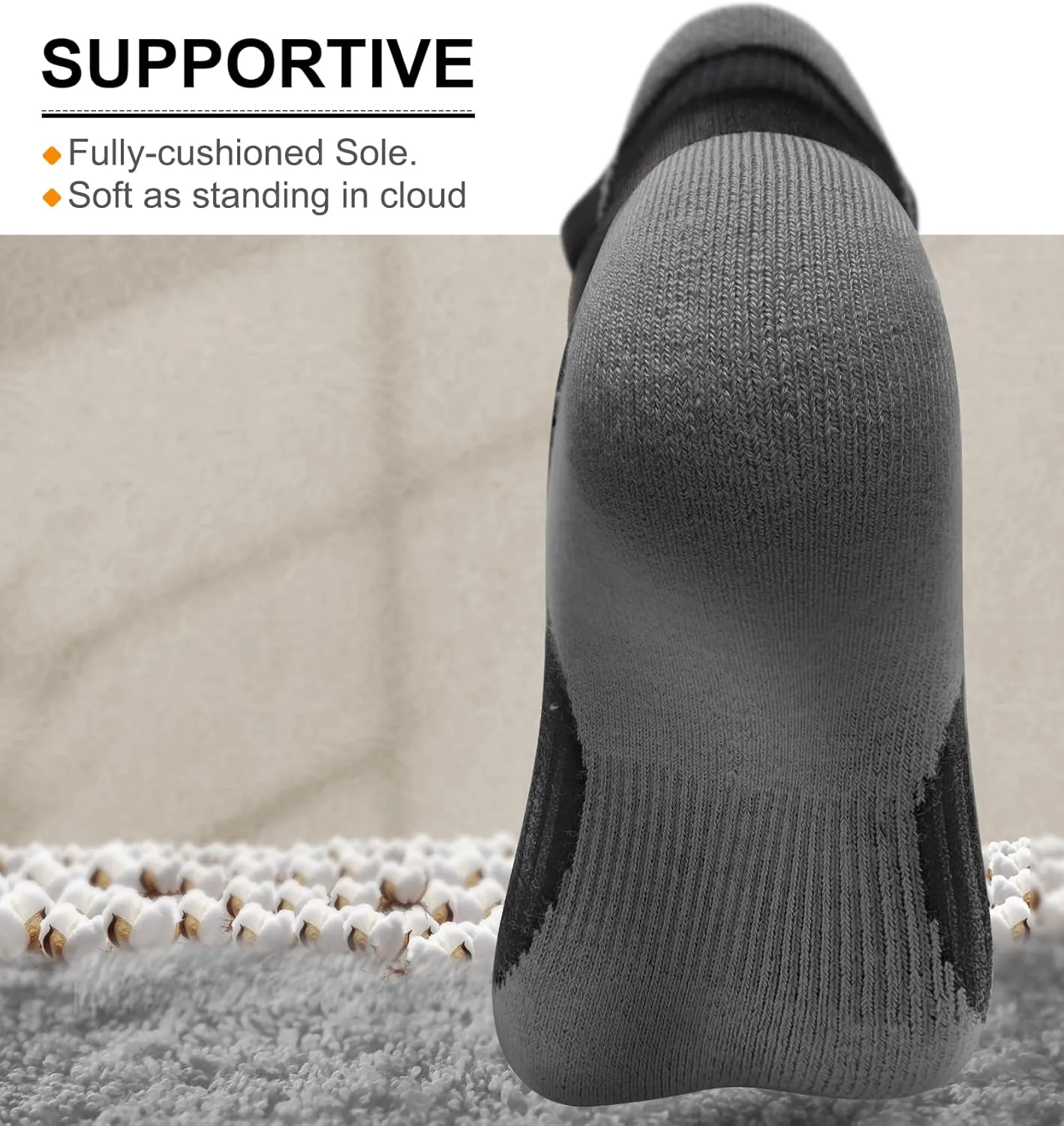 BULLIANT Men Running Socks 6Pairs-Ankle Athletic Socks Wicking Cushioned for Men Walking-Arch Compression Support