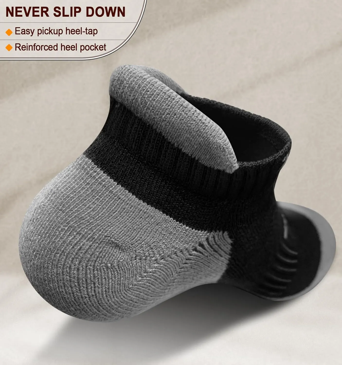 BULLIANT Men Running Socks 6Pairs-Ankle Athletic Socks Wicking Cushioned for Men Walking-Arch Compression Support
