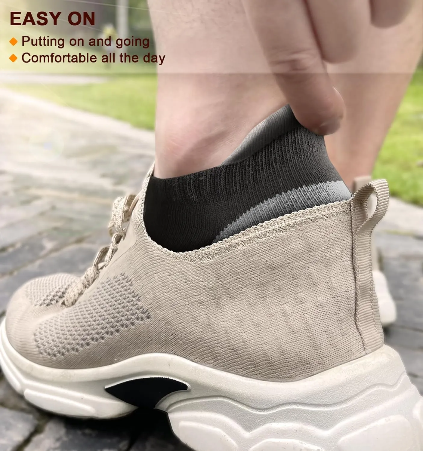 BULLIANT Men Running Socks 6Pairs-Ankle Athletic Socks Wicking Cushioned for Men Walking-Arch Compression Support