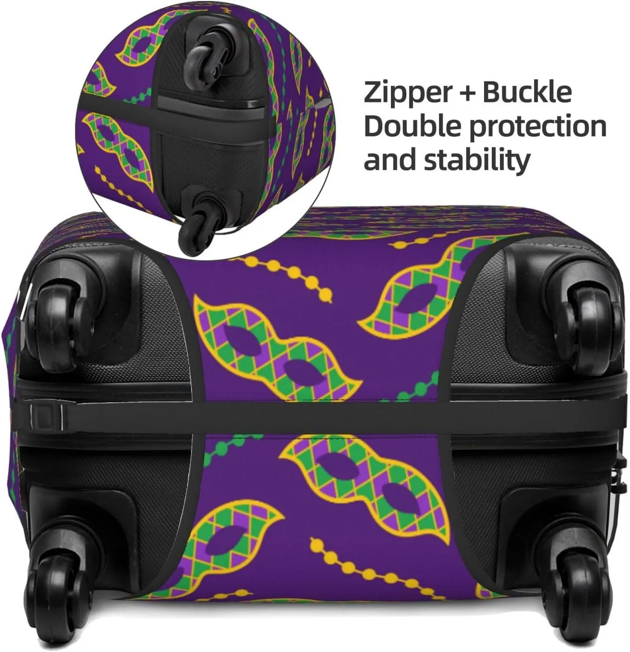 Carnival Masks and Beads Luggage Cover Anti Scratch Dirt Waterproof Elastic Travel Luggage Cover Protector Suitcase Cover for Suitcase Tsa Approved Fit 18-32 Inch Luggage