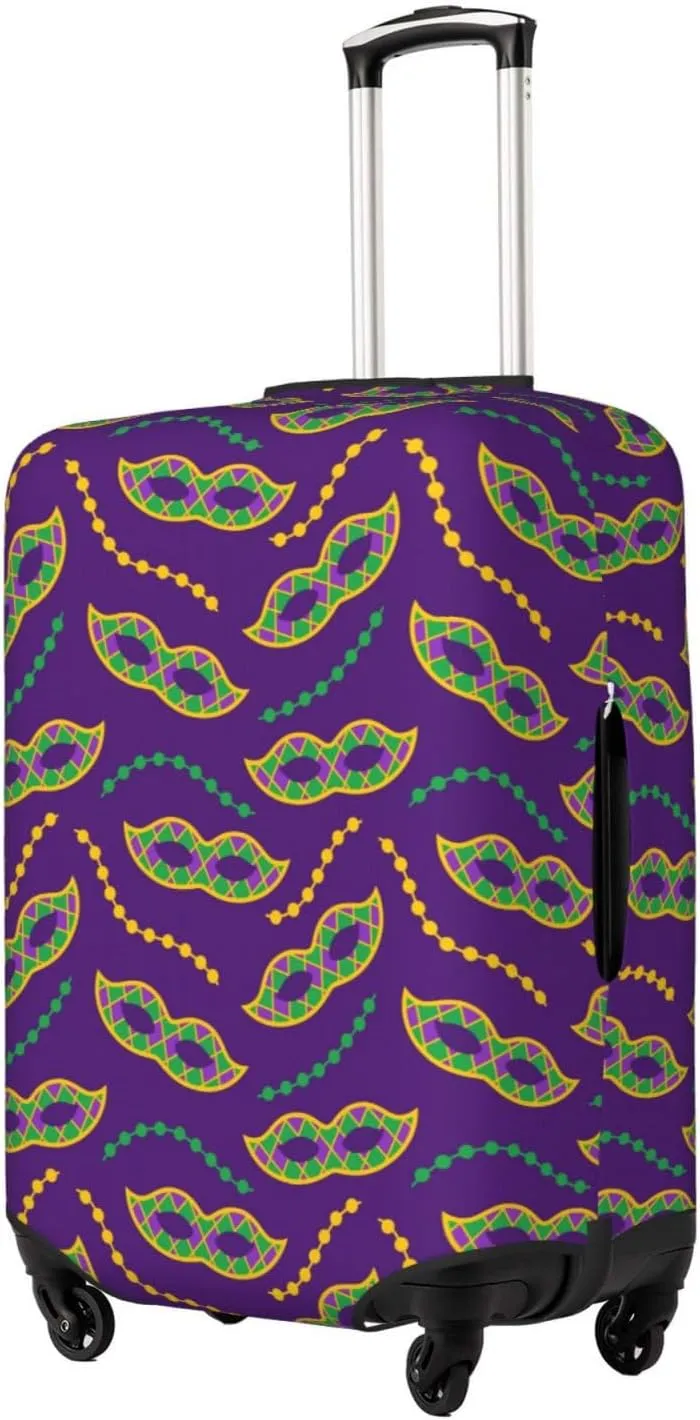 Carnival Masks and Beads Luggage Cover Anti Scratch Dirt Waterproof Elastic Travel Luggage Cover Protector Suitcase Cover for Suitcase Tsa Approved Fit 18-32 Inch Luggage