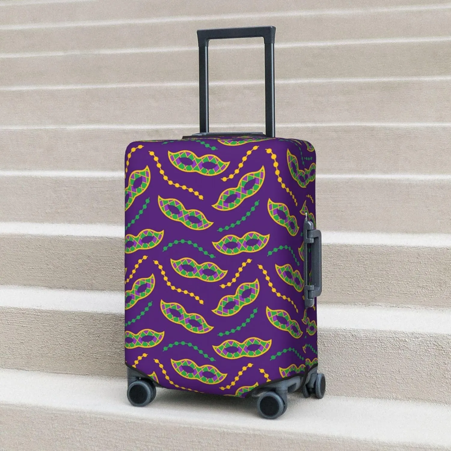 Carnival Masks and Beads Luggage Cover Anti Scratch Dirt Waterproof Elastic Travel Luggage Cover Protector Suitcase Cover for Suitcase Tsa Approved Fit 18-32 Inch Luggage