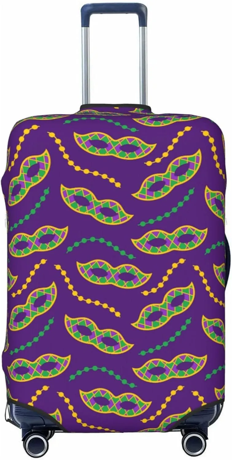 Carnival Masks and Beads Luggage Cover Anti Scratch Dirt Waterproof Elastic Travel Luggage Cover Protector Suitcase Cover for Suitcase Tsa Approved Fit 18-32 Inch Luggage