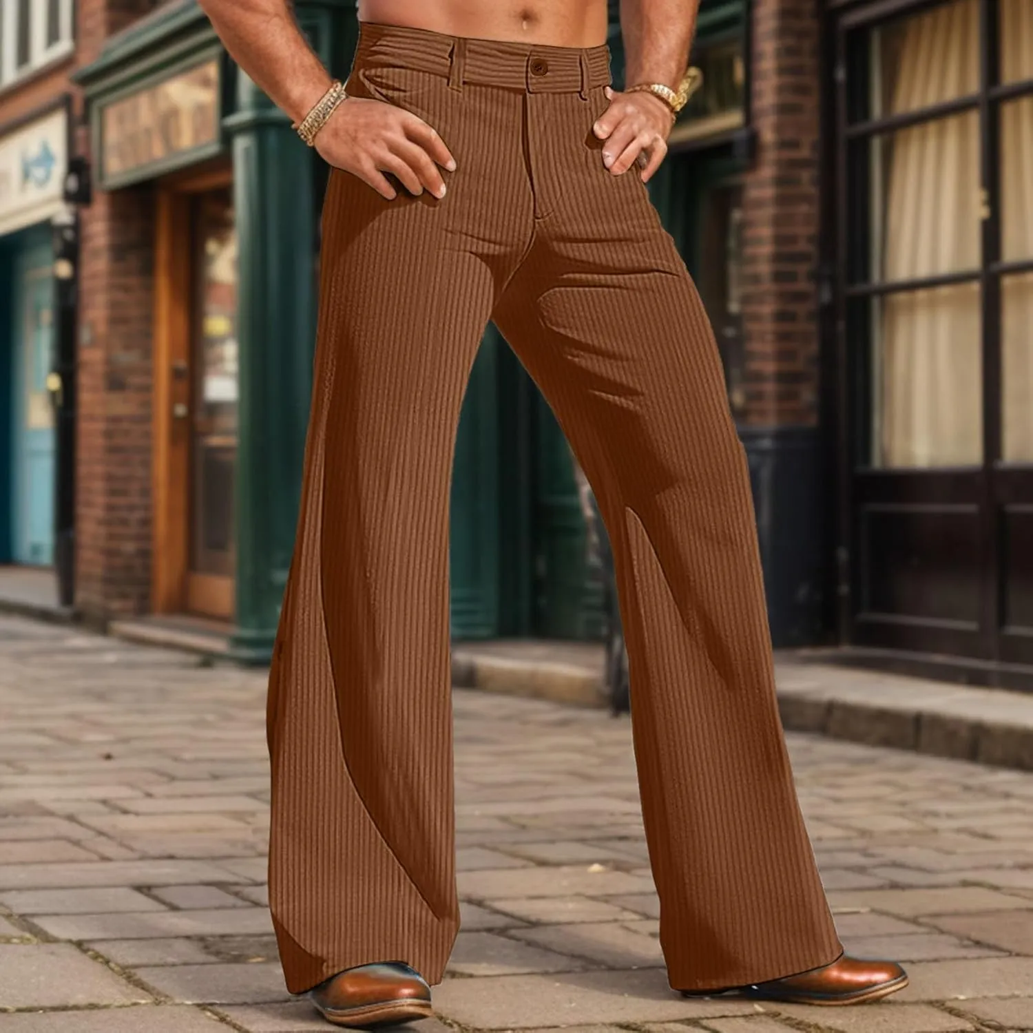 Casual Pants for Men Elastic Waist Athletic-Fit Flared Stretch Chino Pant Summer Comfy Sports Clothing