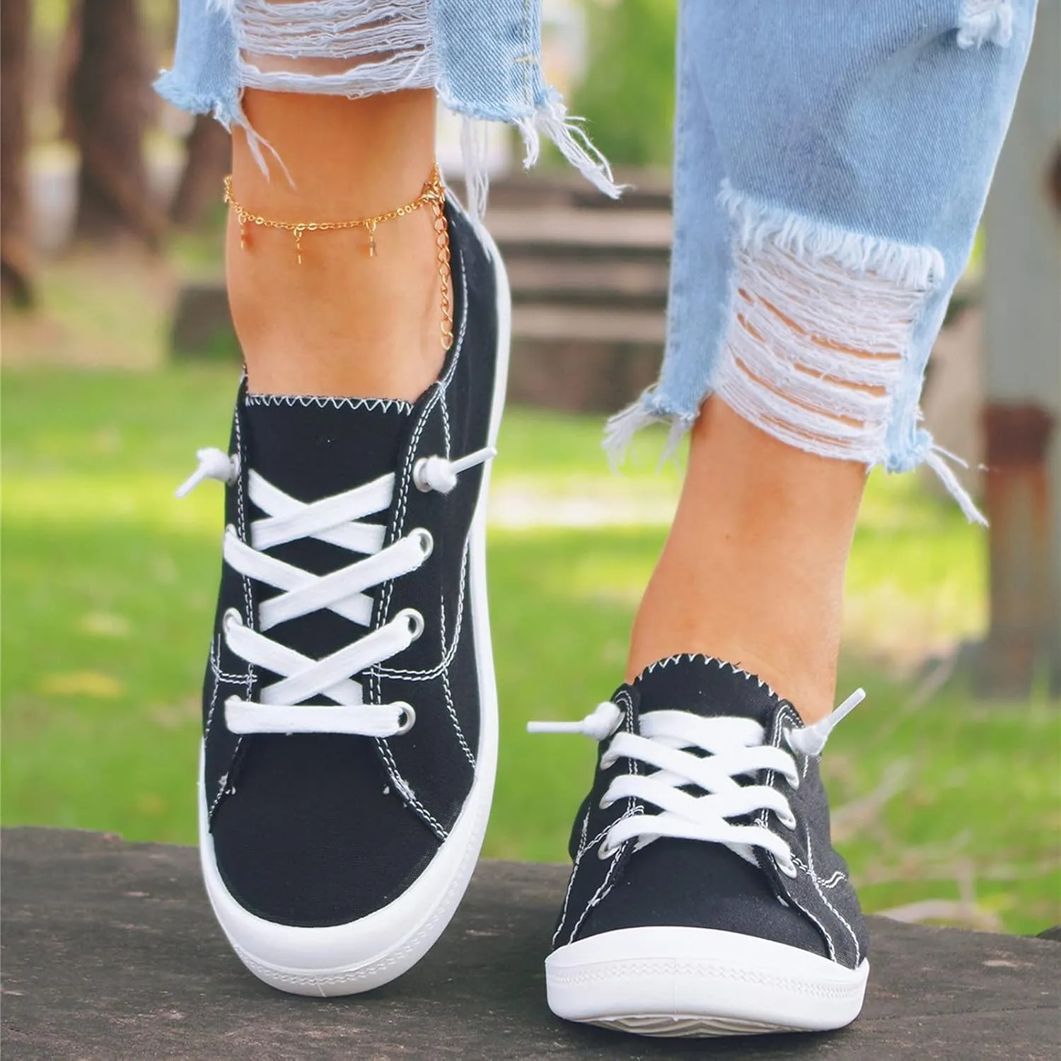Casual Sneakers for Women Trendy Platform Women's Black Slip On Tennis Shoes Walking Shoes for Women Black Wedge Gym Shoes for Women Zapatos De Trabajo para Mujer Antideslizante Contra El Agua