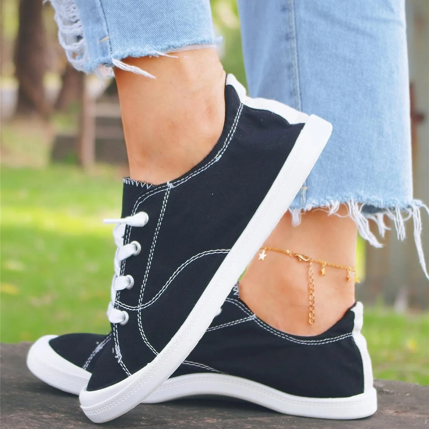 Casual Sneakers for Women Trendy Platform Women's Black Slip On Tennis Shoes Walking Shoes for Women Black Wedge Gym Shoes for Women Zapatos De Trabajo para Mujer Antideslizante Contra El Agua