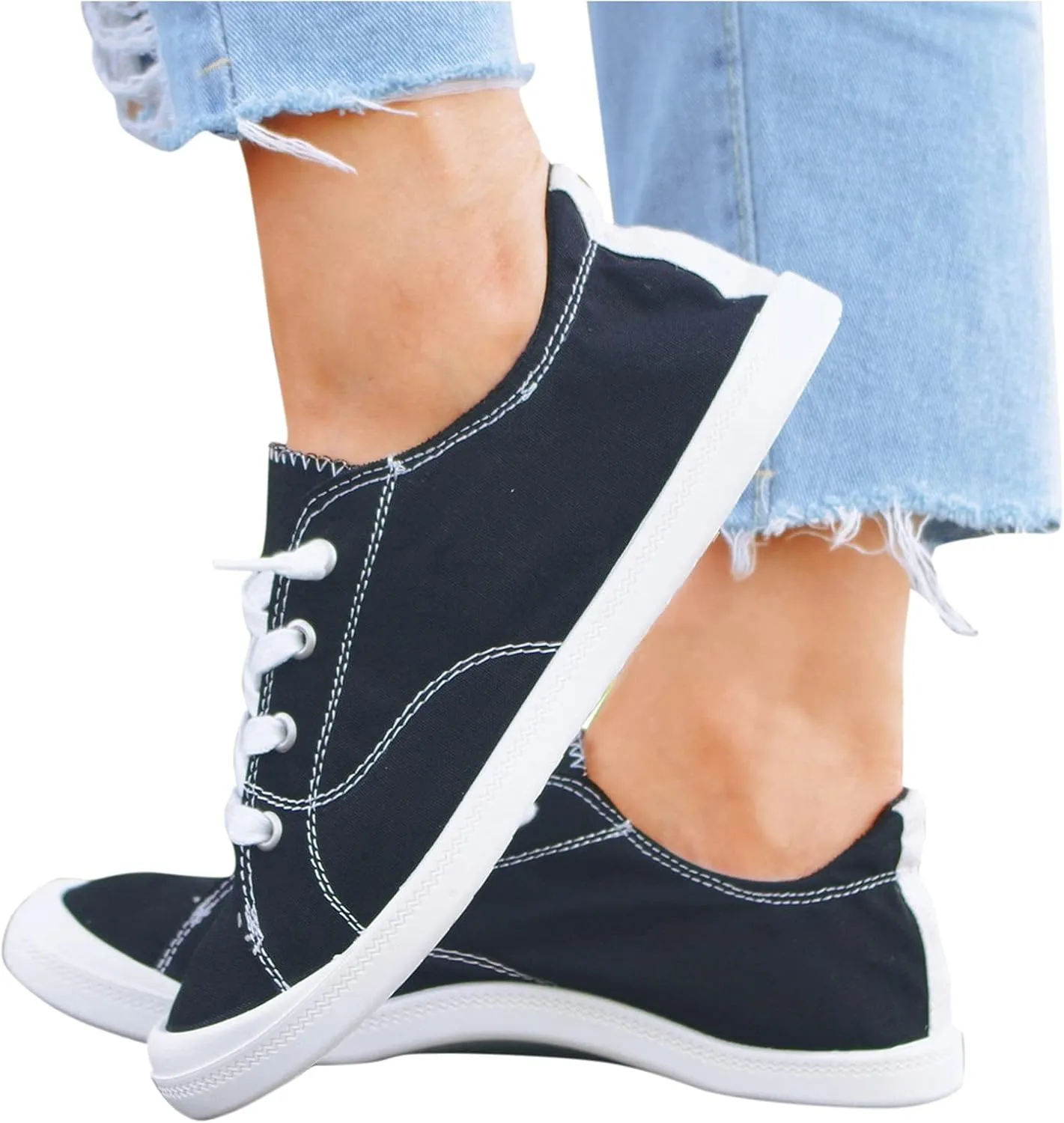 Casual Sneakers for Women Trendy Platform Women's Black Slip On Tennis Shoes Walking Shoes for Women Black Wedge Gym Shoes for Women Zapatos De Trabajo para Mujer Antideslizante Contra El Agua