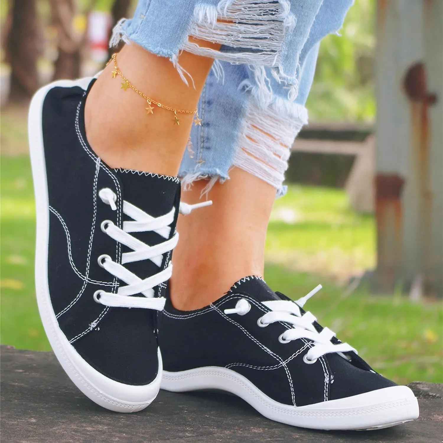 Casual Sneakers for Women Trendy Platform Women's Black Slip On Tennis Shoes Walking Shoes for Women Black Wedge Gym Shoes for Women Zapatos De Trabajo para Mujer Antideslizante Contra El Agua