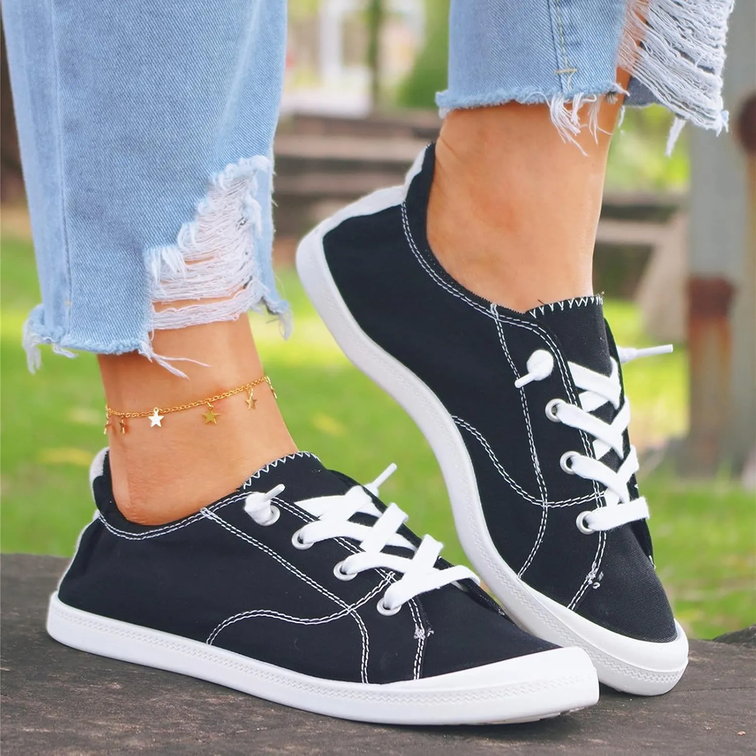 Casual Sneakers for Women Trendy Platform Women's Black Slip On Tennis Shoes Walking Shoes for Women Black Wedge Gym Shoes for Women Zapatos De Trabajo para Mujer Antideslizante Contra El Agua