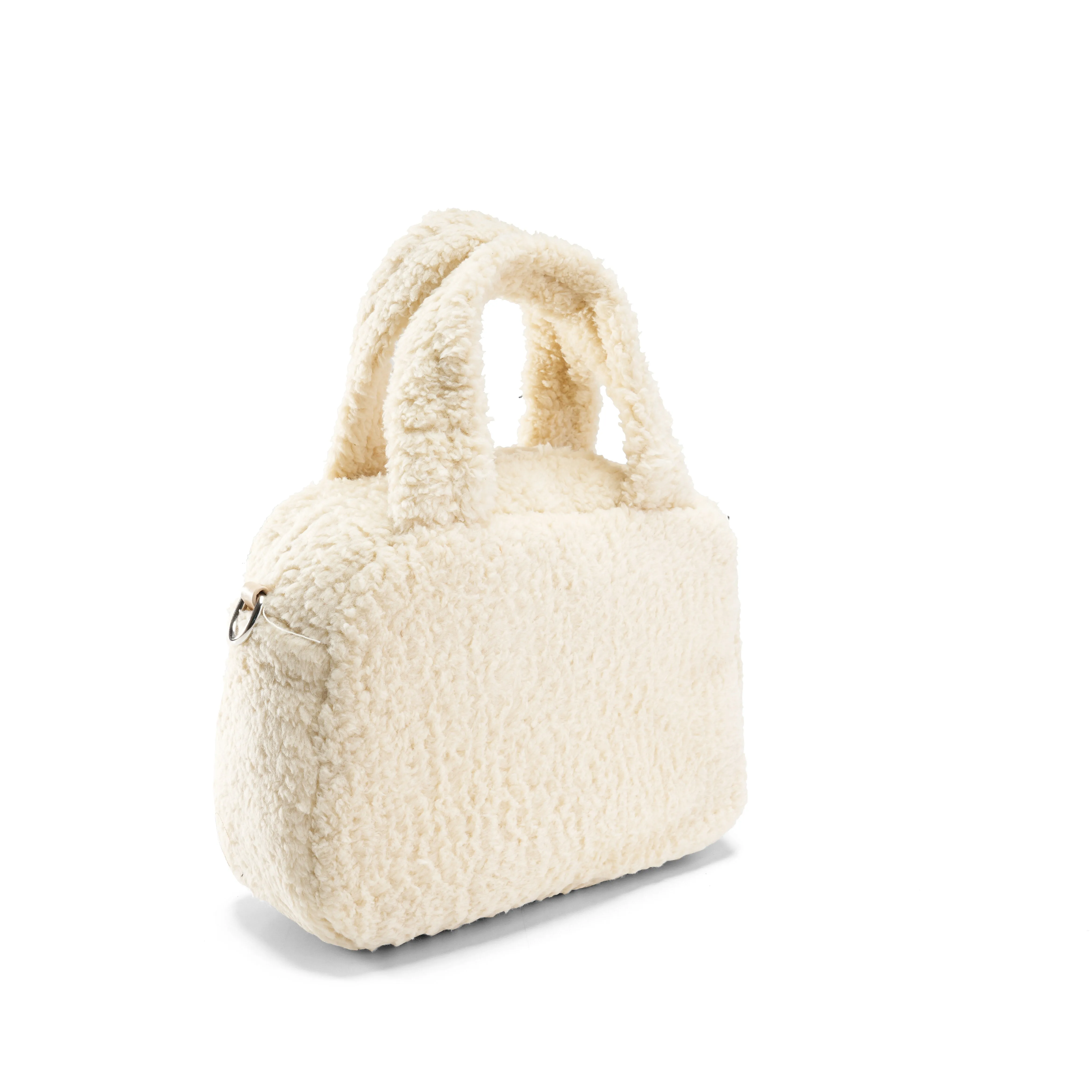 Chic Comfort: Mini Sherpa Handbag - Beige