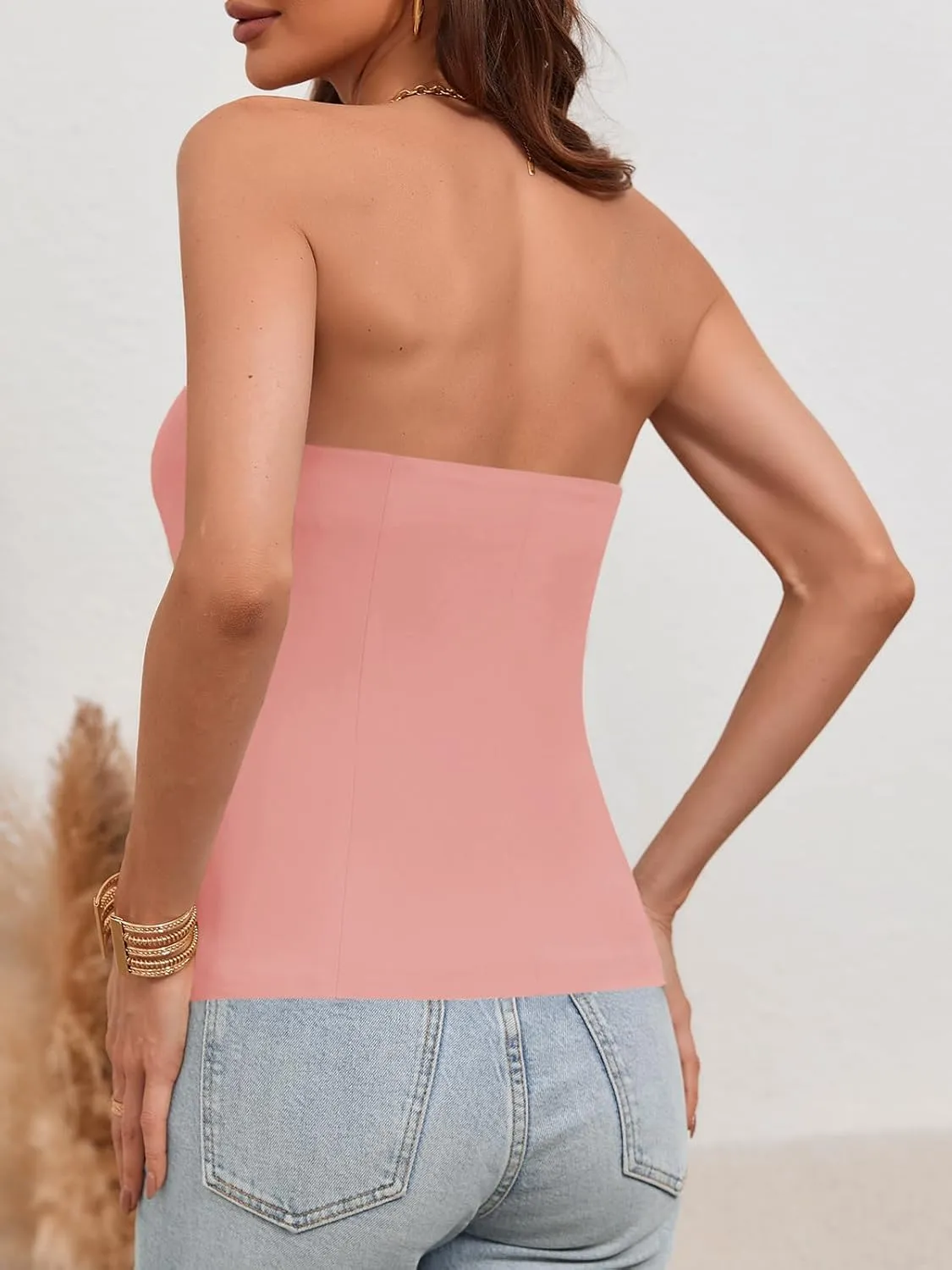 Cicy Bell Notched Neck Tube Tops Blazer Sleeveless Button Fitted Strapless Work Blazer Vest