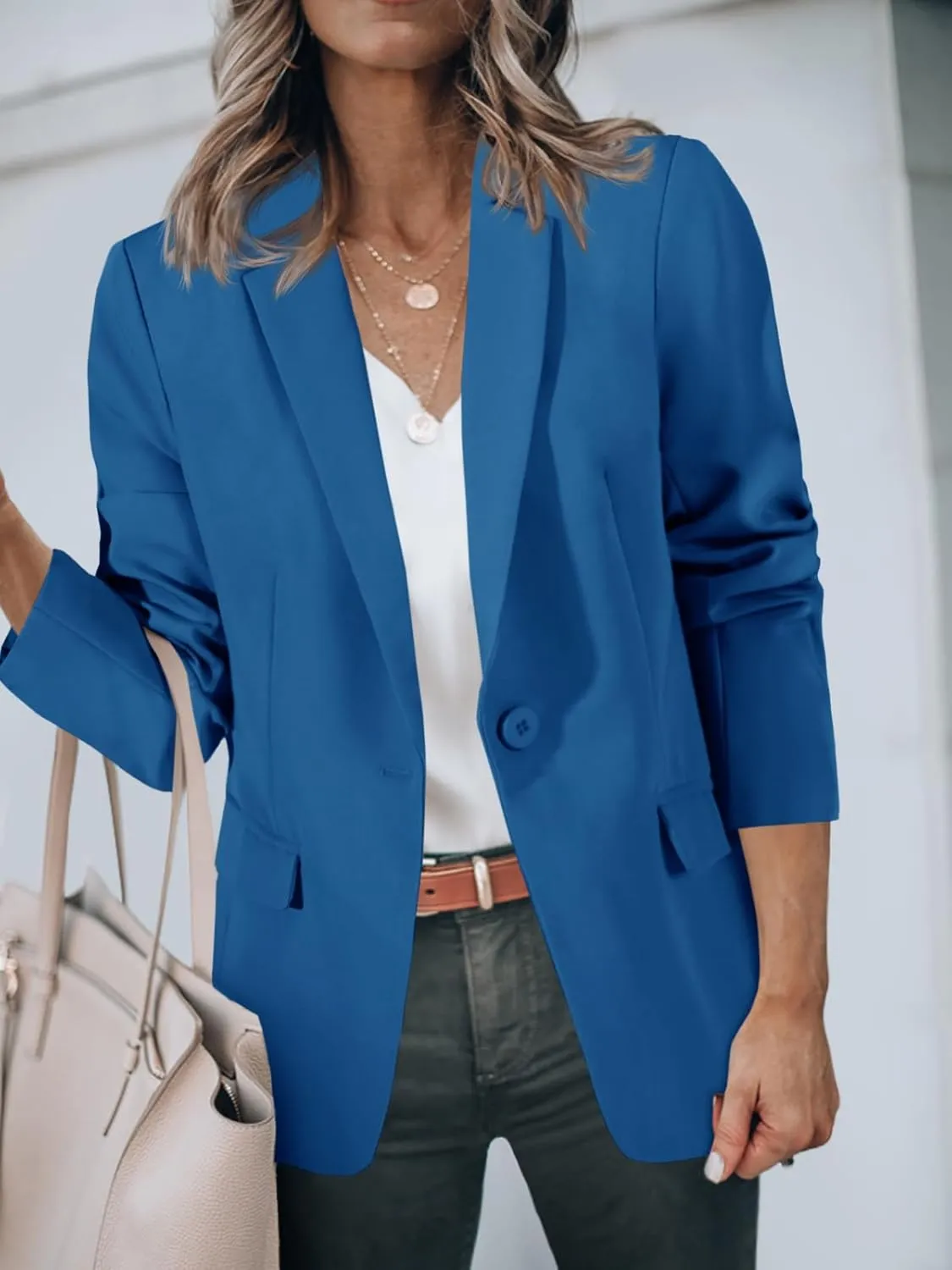 Cicy Bell Womens Casual Blazers Open Front Long Sleeve Work Office Suit Jackets Blazer